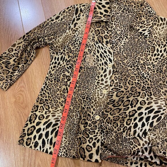 Vintage Leopard Print Collared Button-Up Blouse - M - Picture 15 of 16